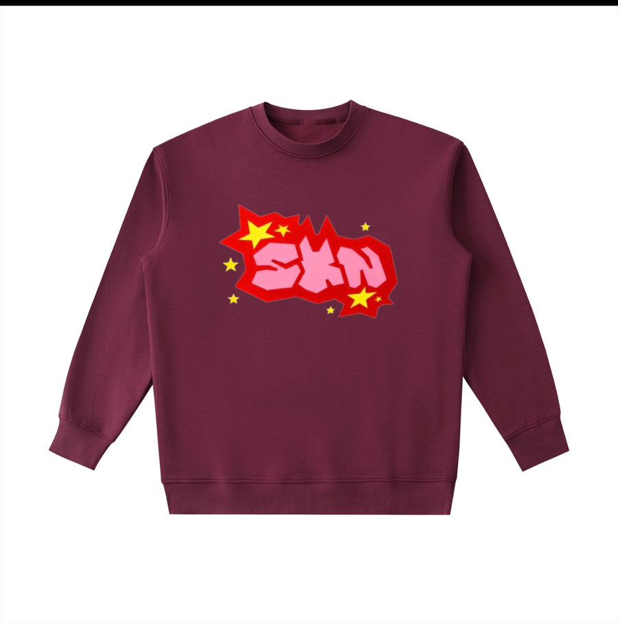 SKN Essential Heavyweight Crewneck Sweatshirt - Wine red